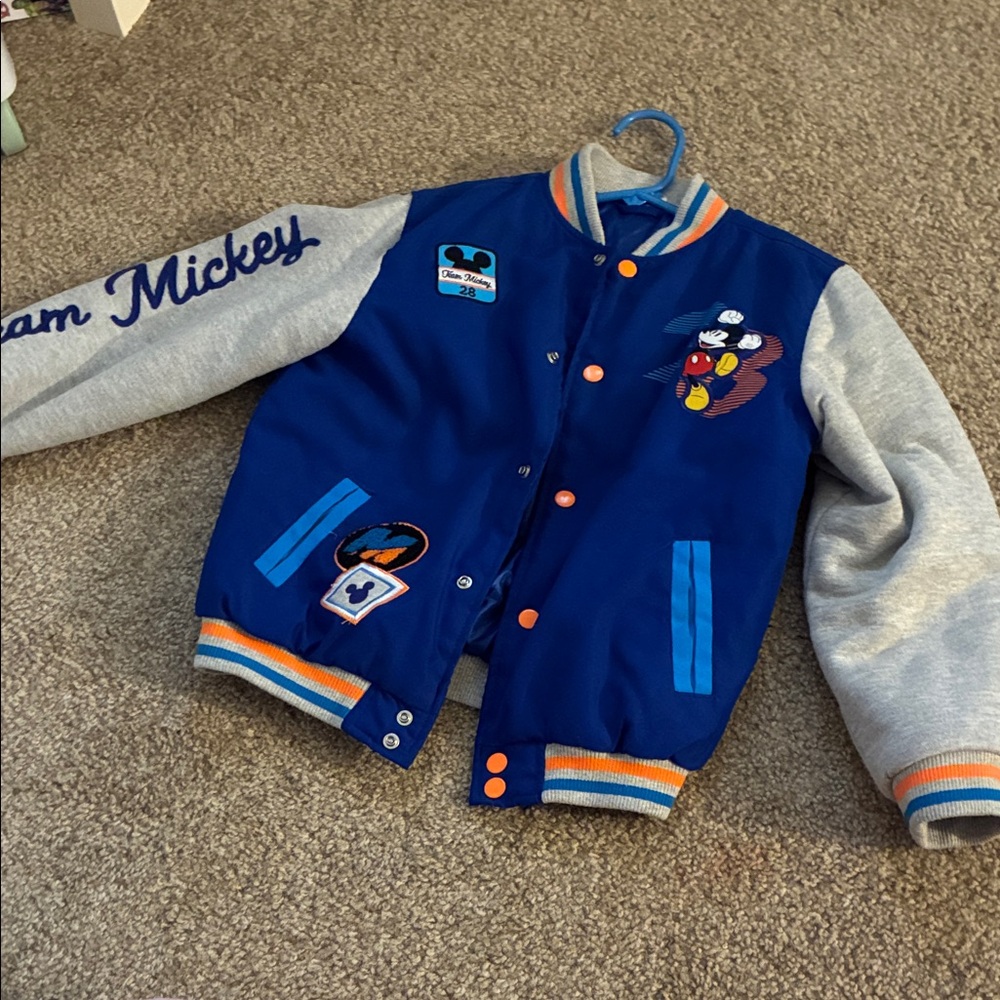 Disney Royal Blue varsity Jacket with Orange Snap Accents